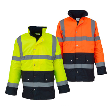 Fabricação de fábrica Inverno impermeável quente Hi vis Vis Roupas de segurança Reflexão Vrafista de segurança de segurança do trânsito Jaqueta refletor